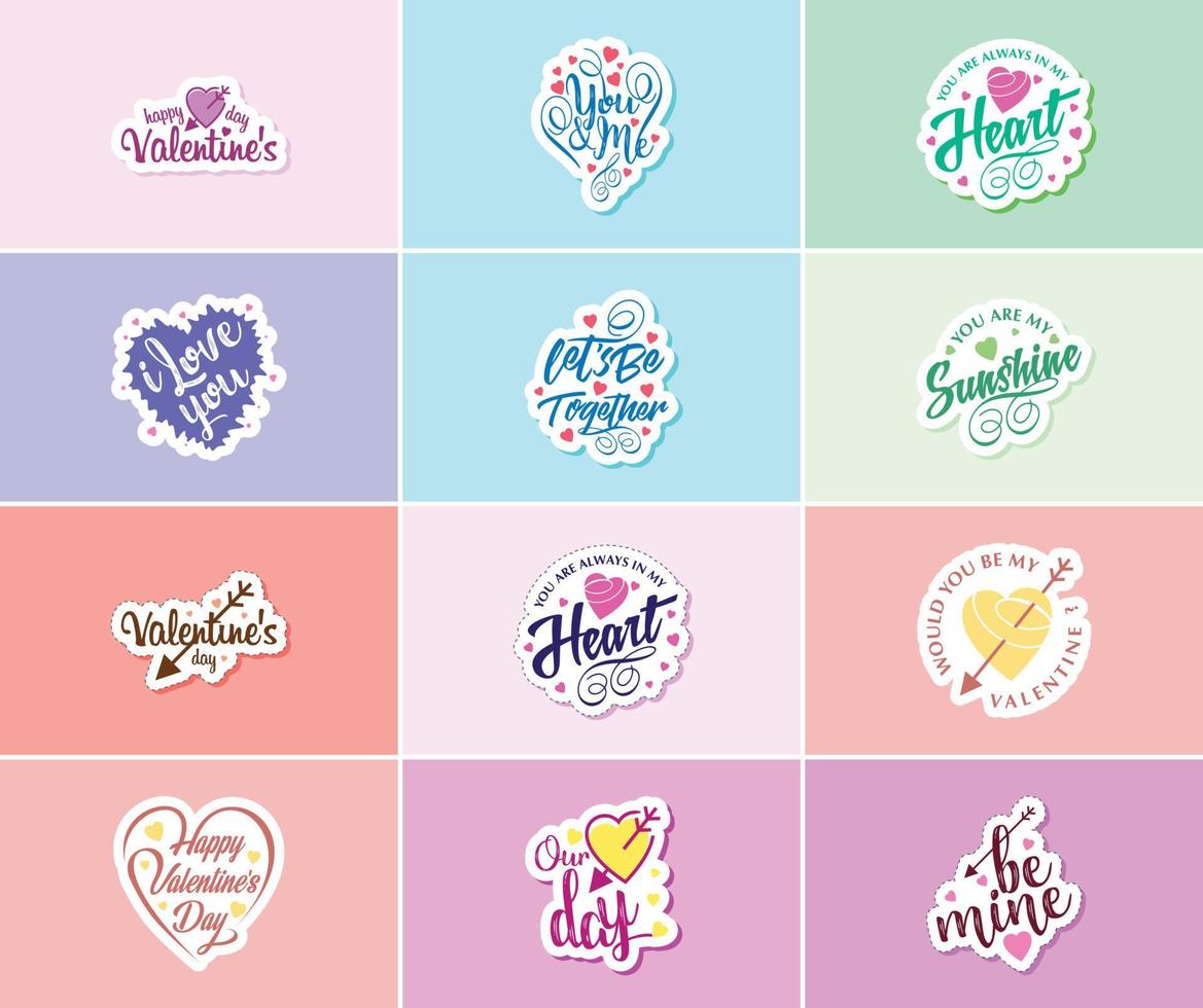 Celebrating the Power of Love on Valentine's Day with Beautiful Design Stickers vector