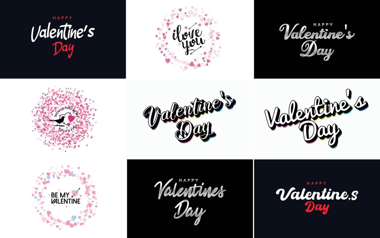 Happy Valentine's Day lettering template set vector