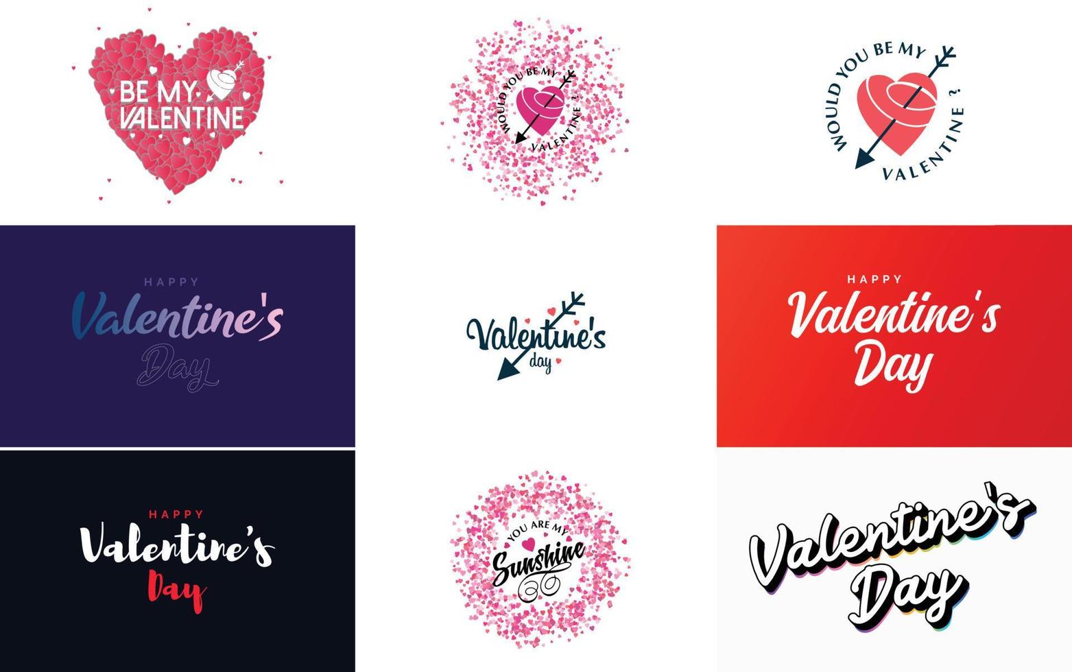 Happy Valentine's Day lettering template set vector