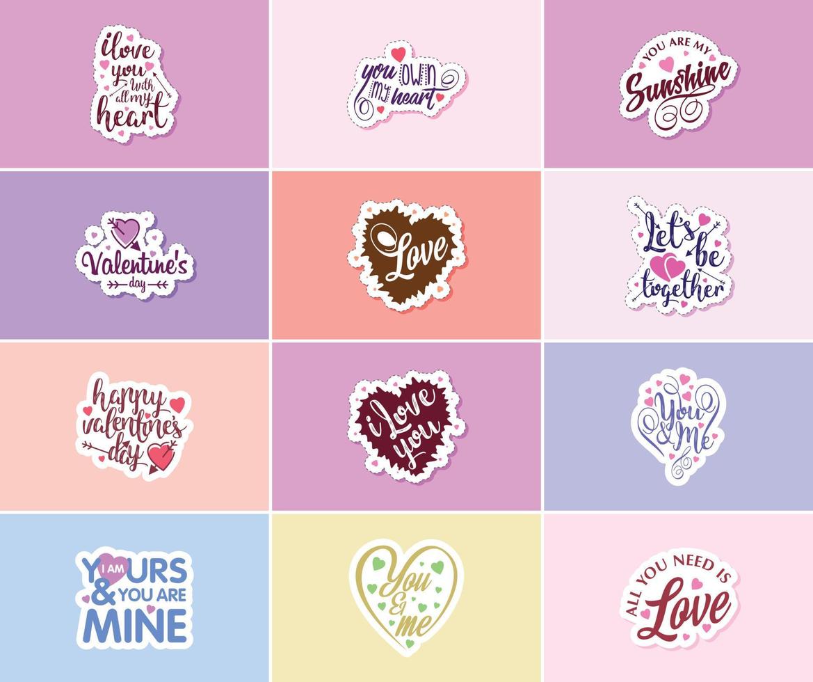 Valentine's Day Typography and Graphic Design Stickers vector