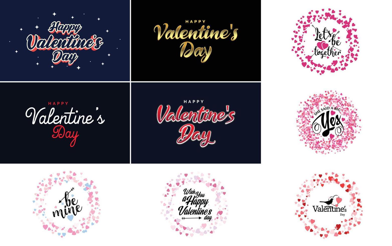 Love and Valentine's word art design with heart shapes vector