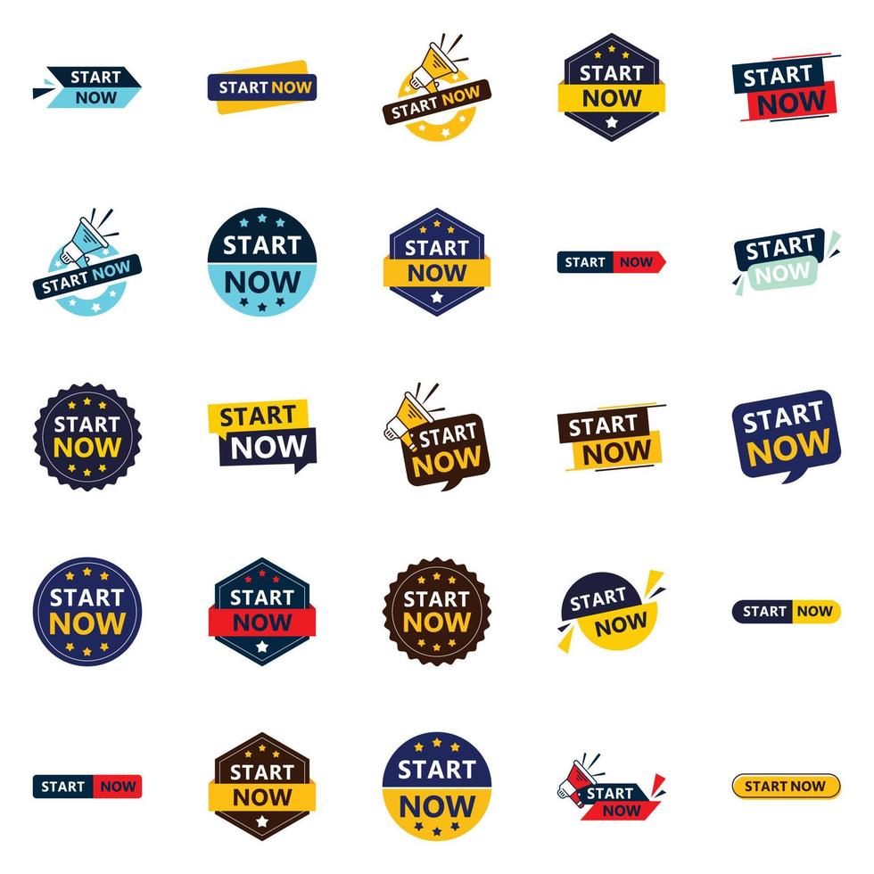 Start Now 25 Fresh Typographic Designs for an updated initiation campaign vector
