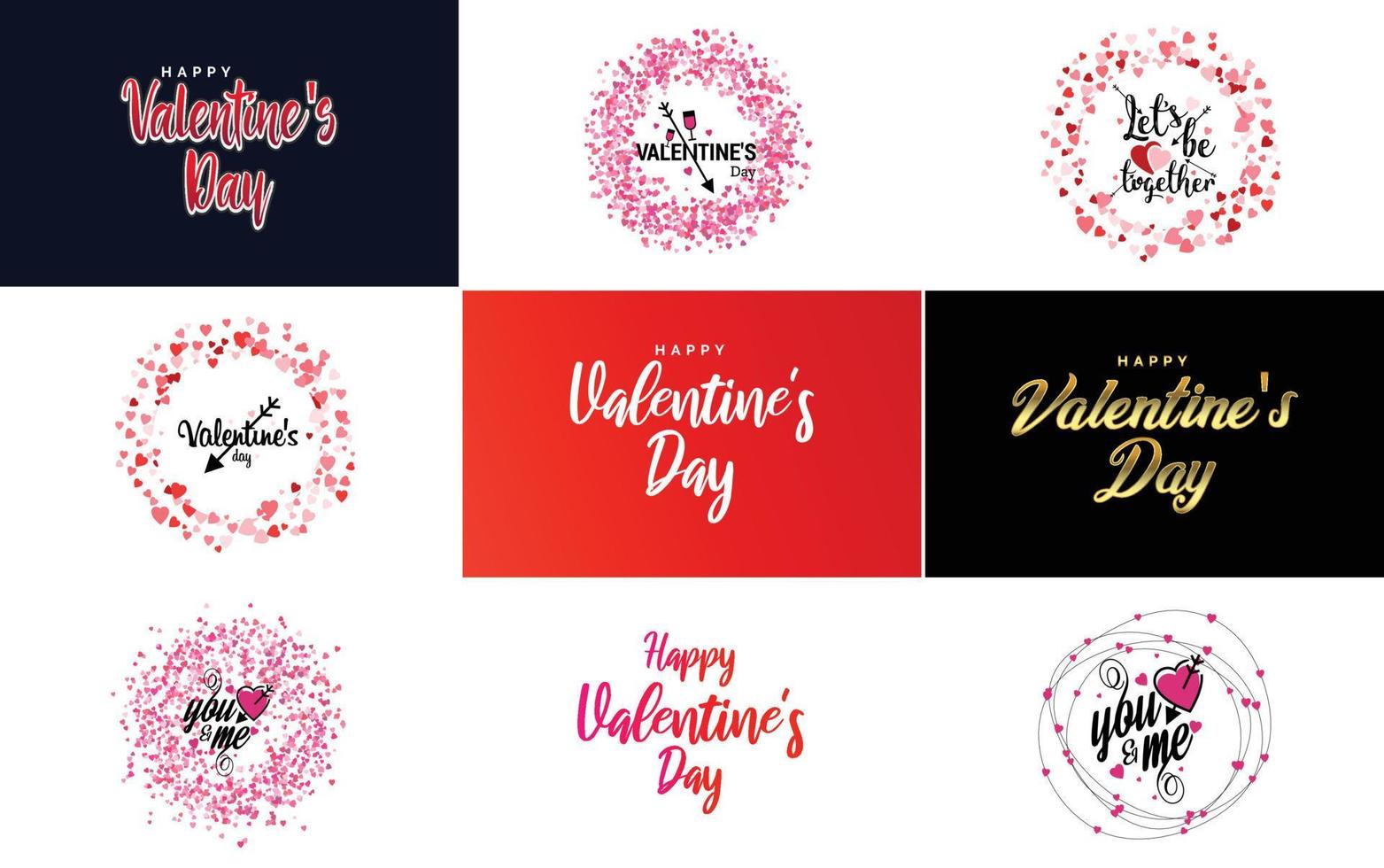 Happy Valentine's Day greeting card template with a romantic theme and a red color scheme vector