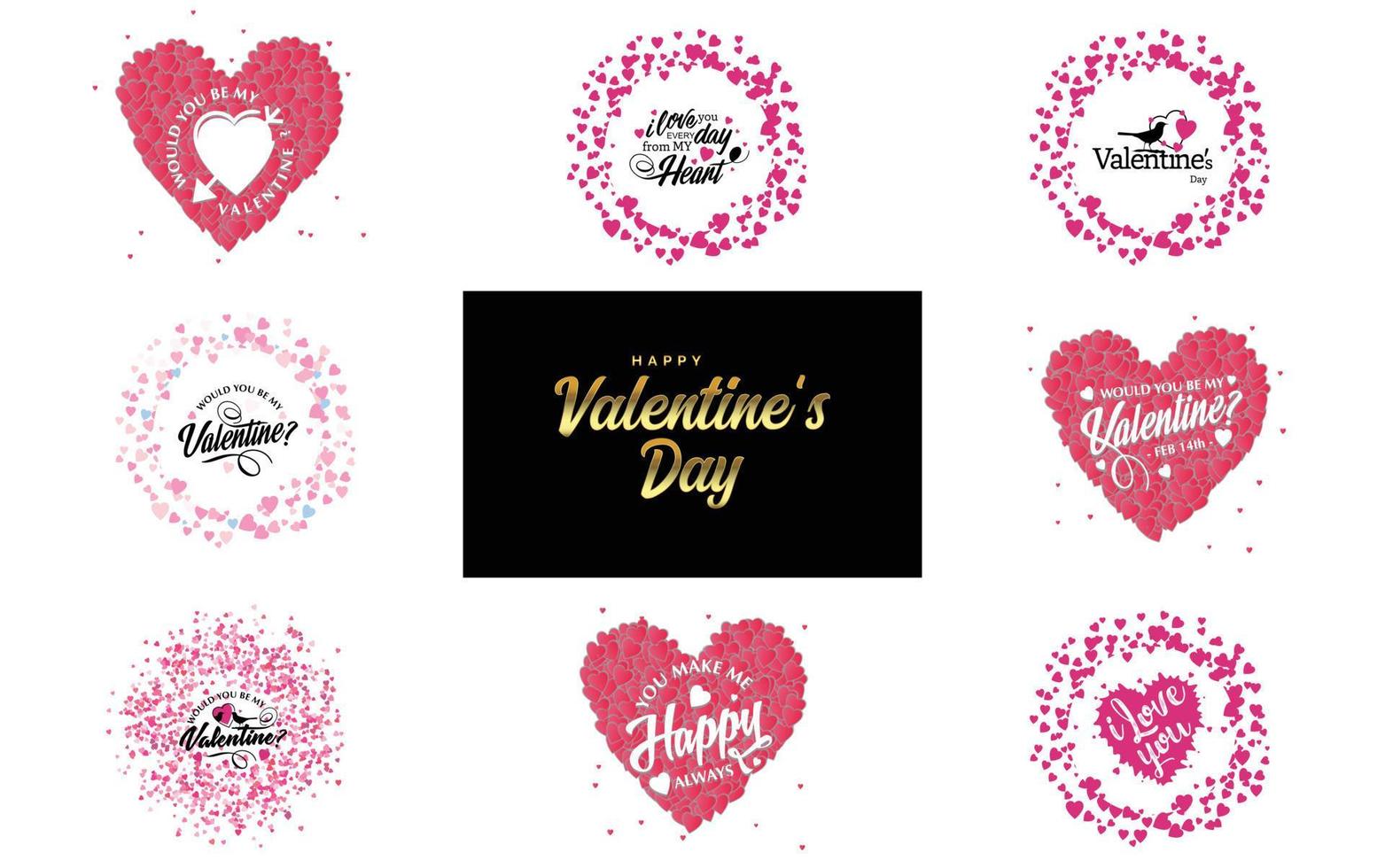 Valentine's hand-drawn lettering with a heart design. Suitable for use in Valentine's Day designs or as a romantic greeting vector