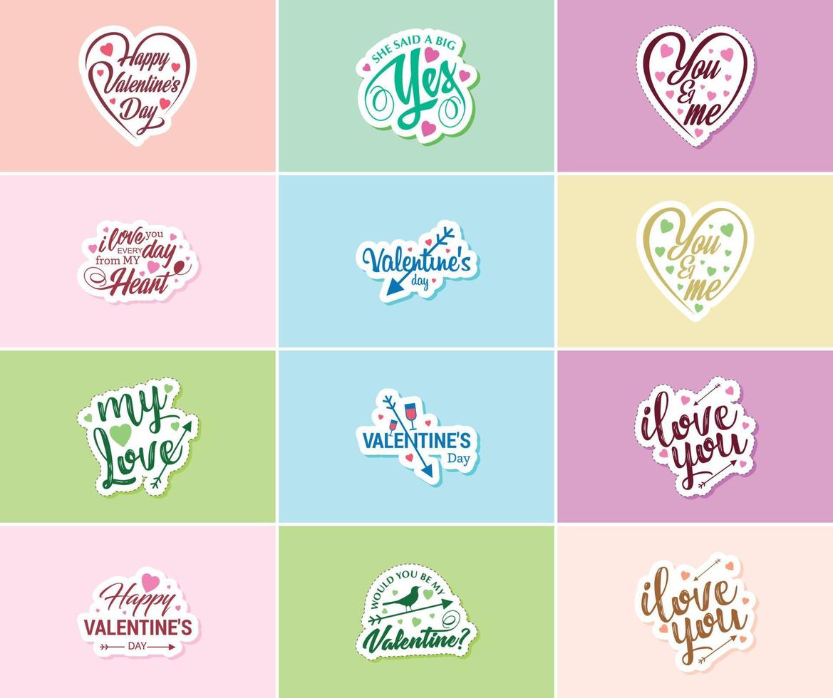 Celebrating the Power of Love on Valentine's Day with Beautiful Design Stickers vector