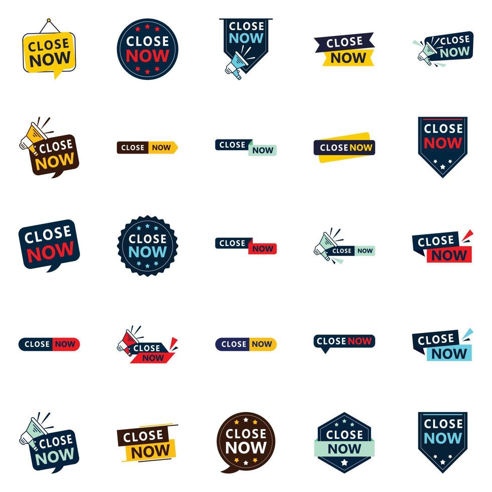 Close Now Text Banners Pack of 25 vector