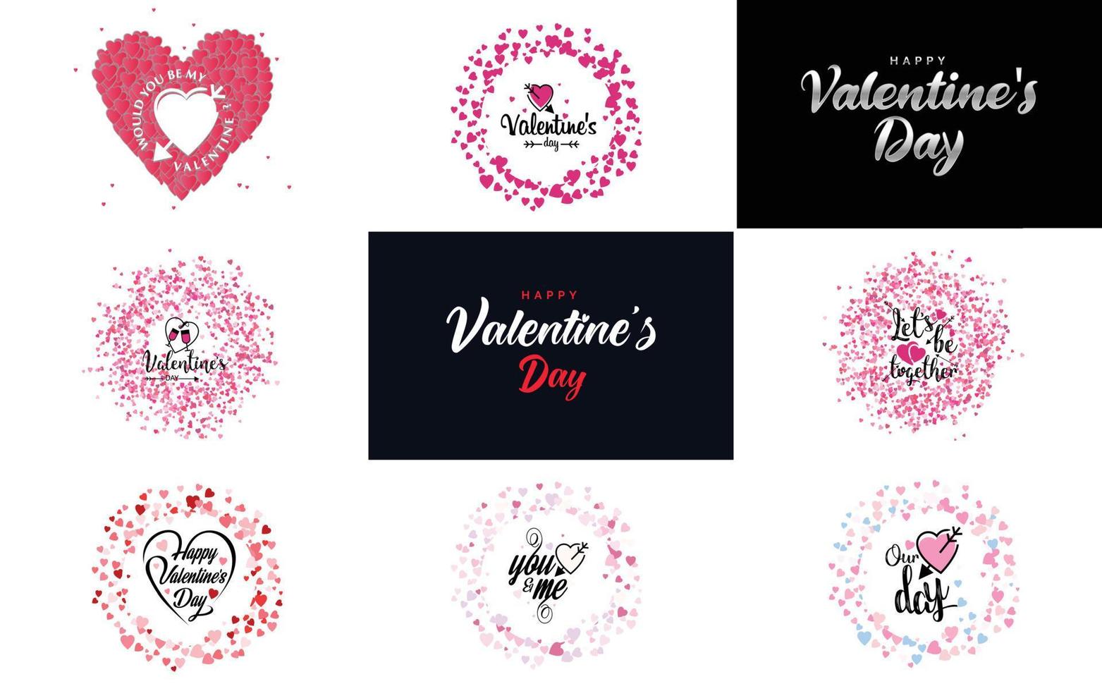 Vector illustration of a heart shaped wreaths with Happy Valentine's Day text