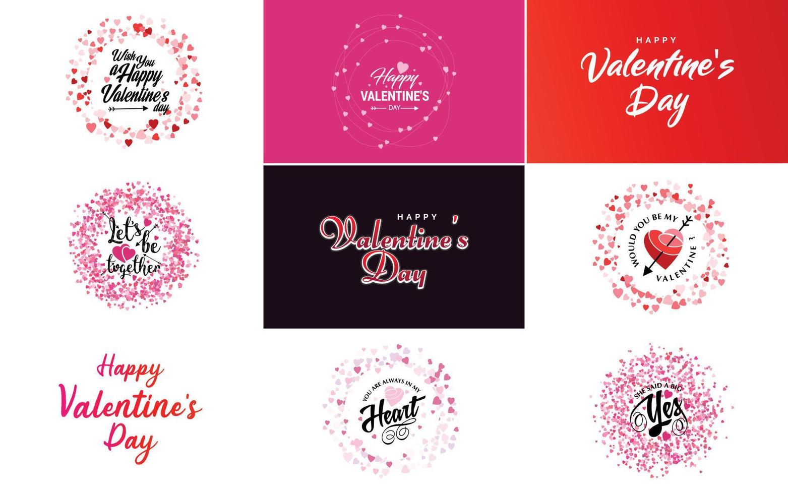 Happy Valentine's Day typography poster with handwritten calligraphy text. isolated on white background vector illustration