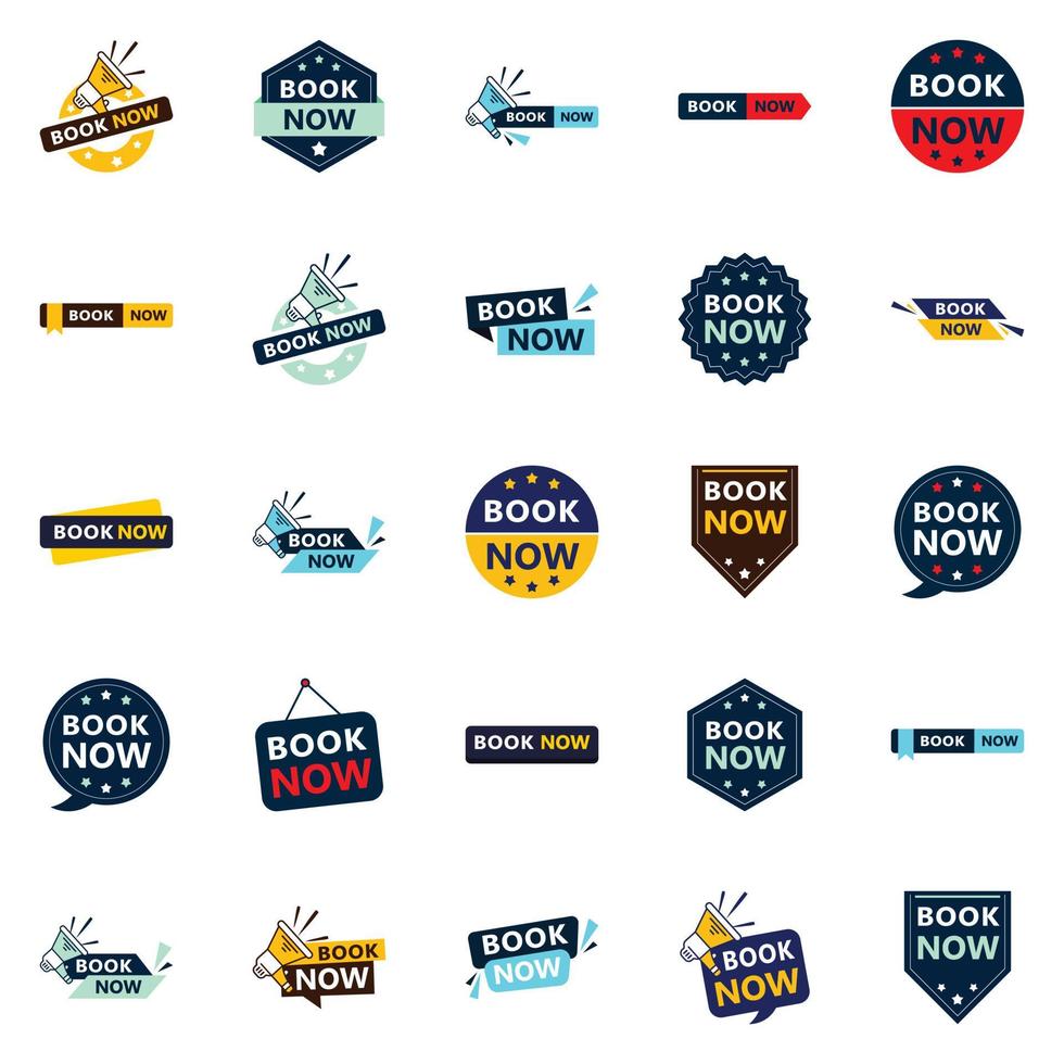 25 Professional Book Now Banners to Take Your Business to the Next Level vector