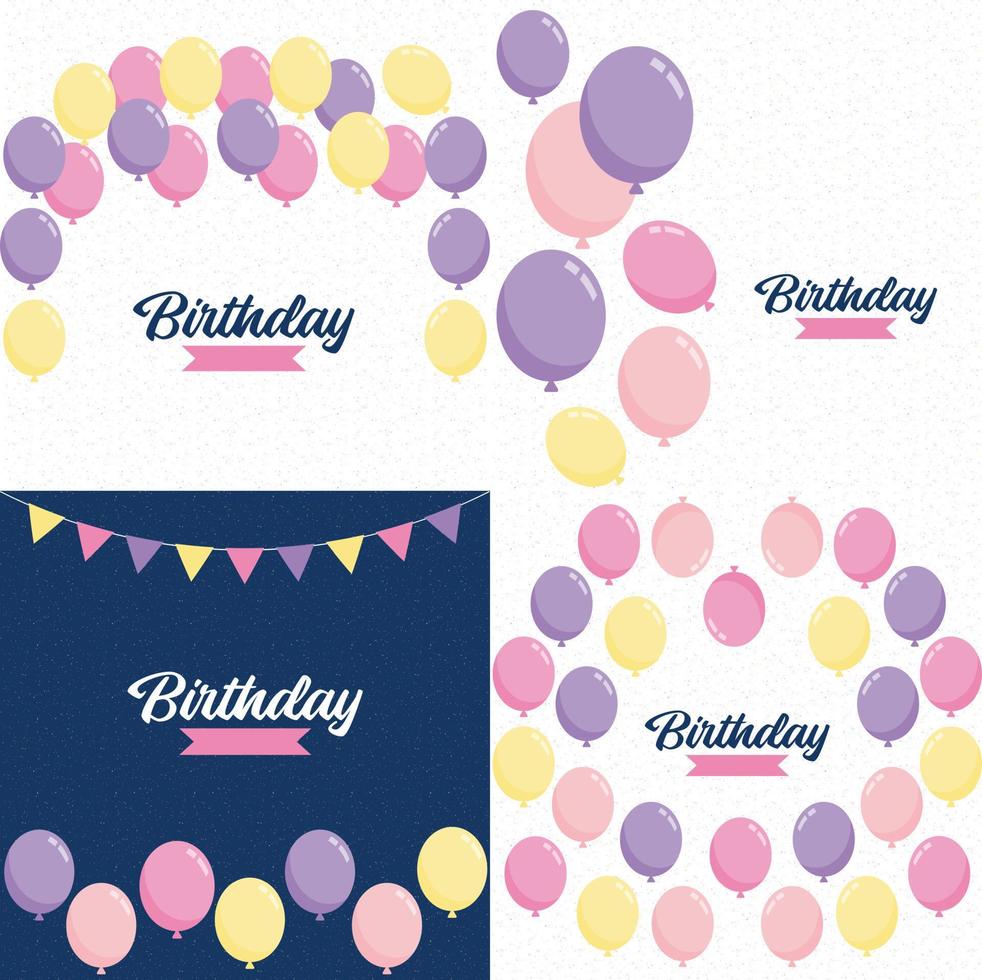 Birthday design set with balloons vector