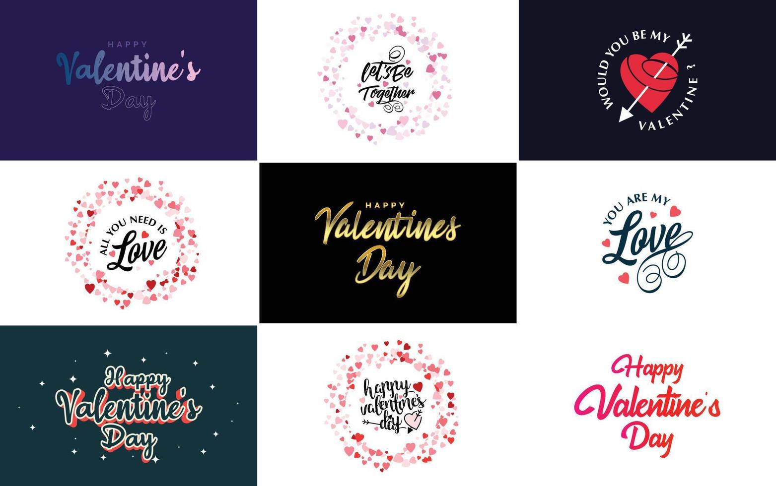 Happy Valentine's Day typography poster with handwritten calligraphy text. isolated on white background vector illustration