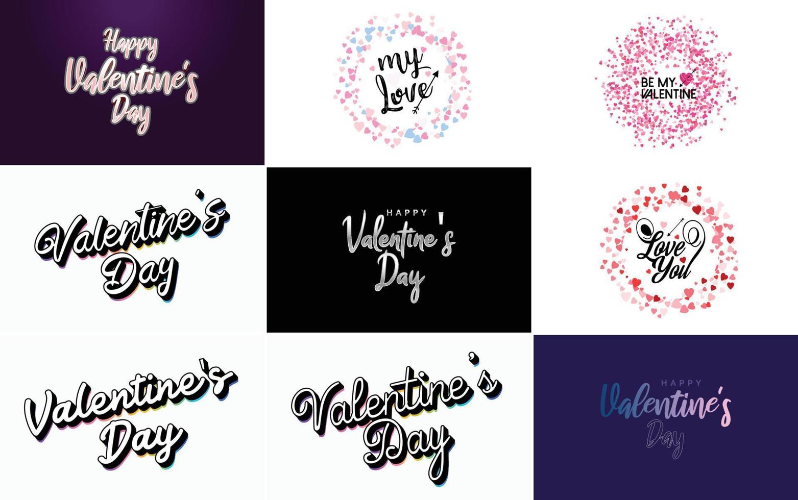 Happy Valentine's Day lettering typography poster with a heart theme vector