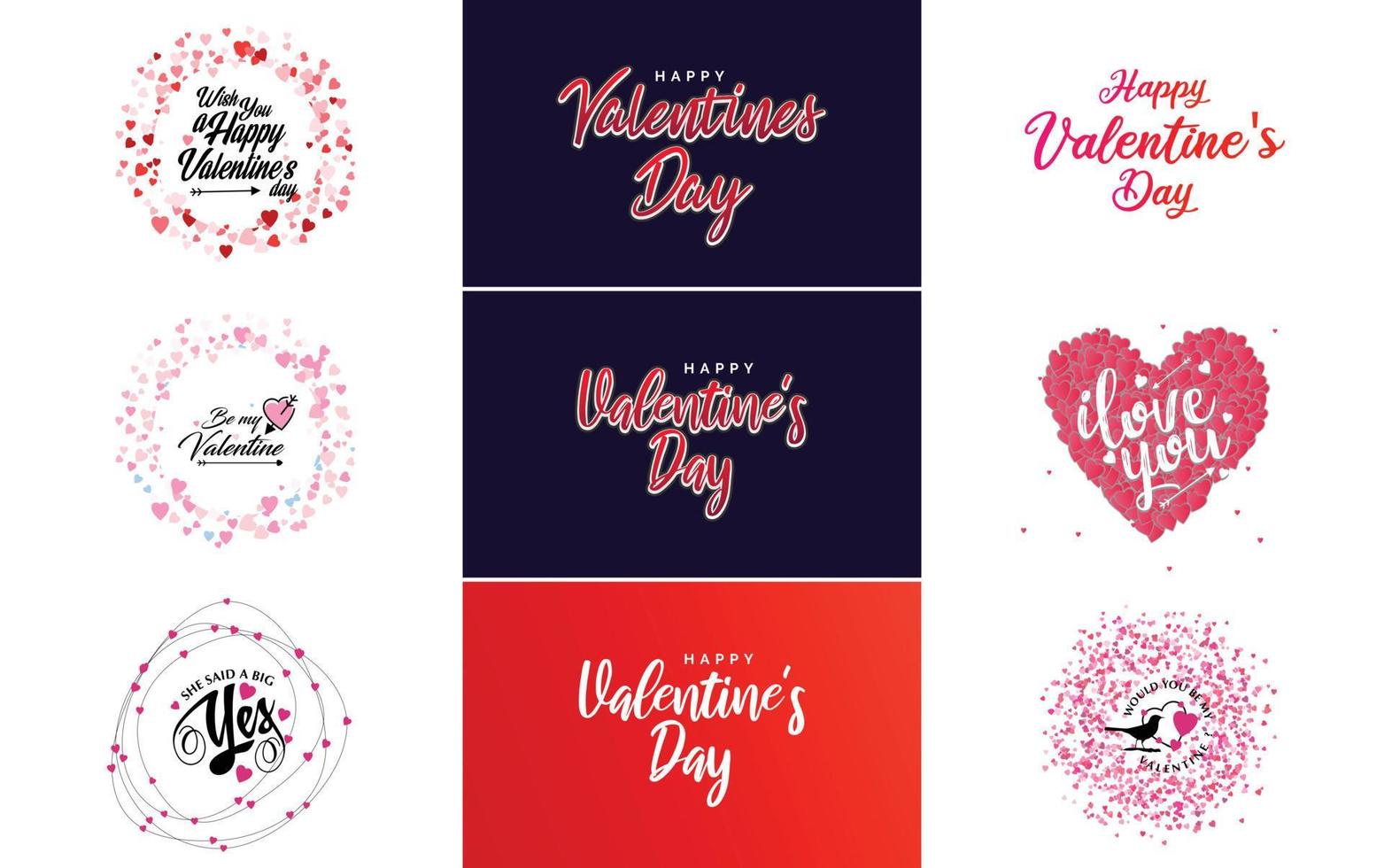 Happy Valentine's Day hand-drawn lettering vector illustration suitable for use in design of flyers. invitations. posters. brochures. and banners