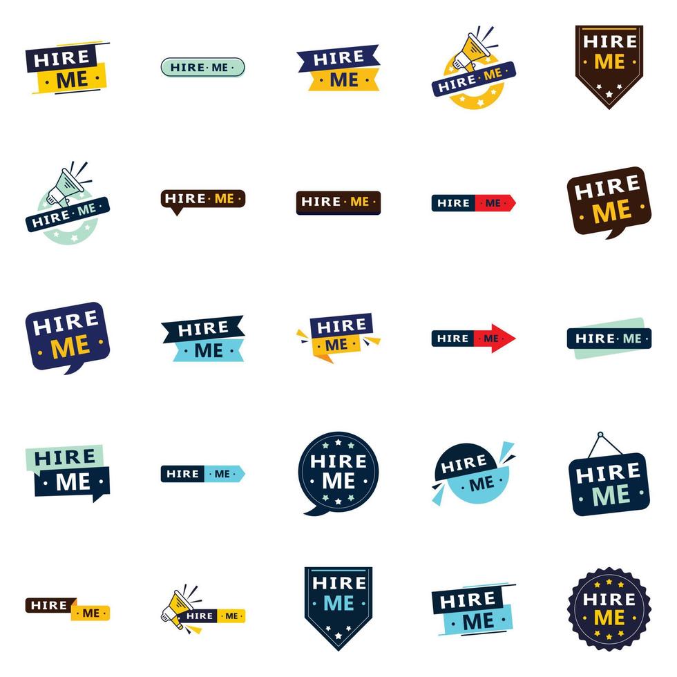 Get More Attention with Our Pack of 25 Hire Me Banners vector
