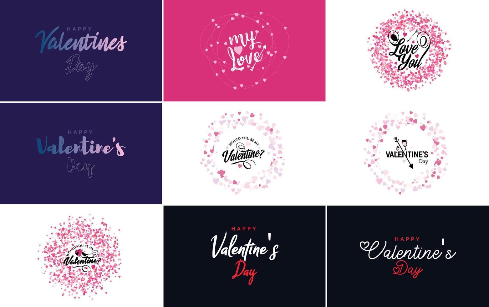 Happy Valentine's Day typography poster with handwritten calligraphy text. isolated on white background vector illustration