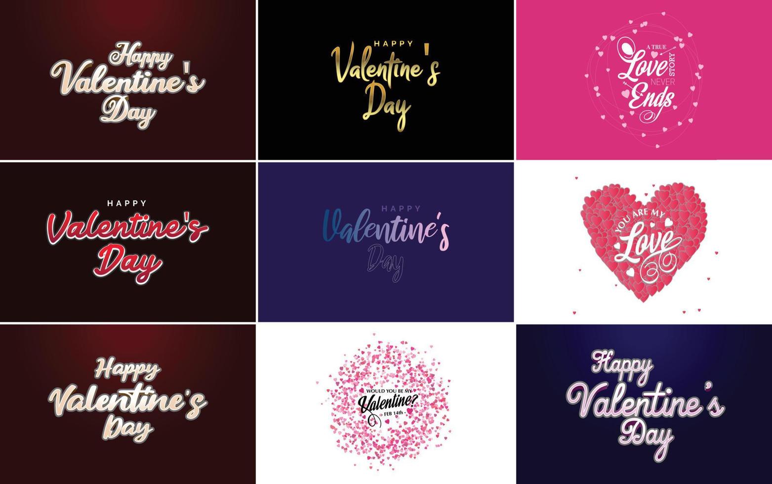 Happy Valentine's Day greeting card template with a romantic theme and a red and pink color scheme vector