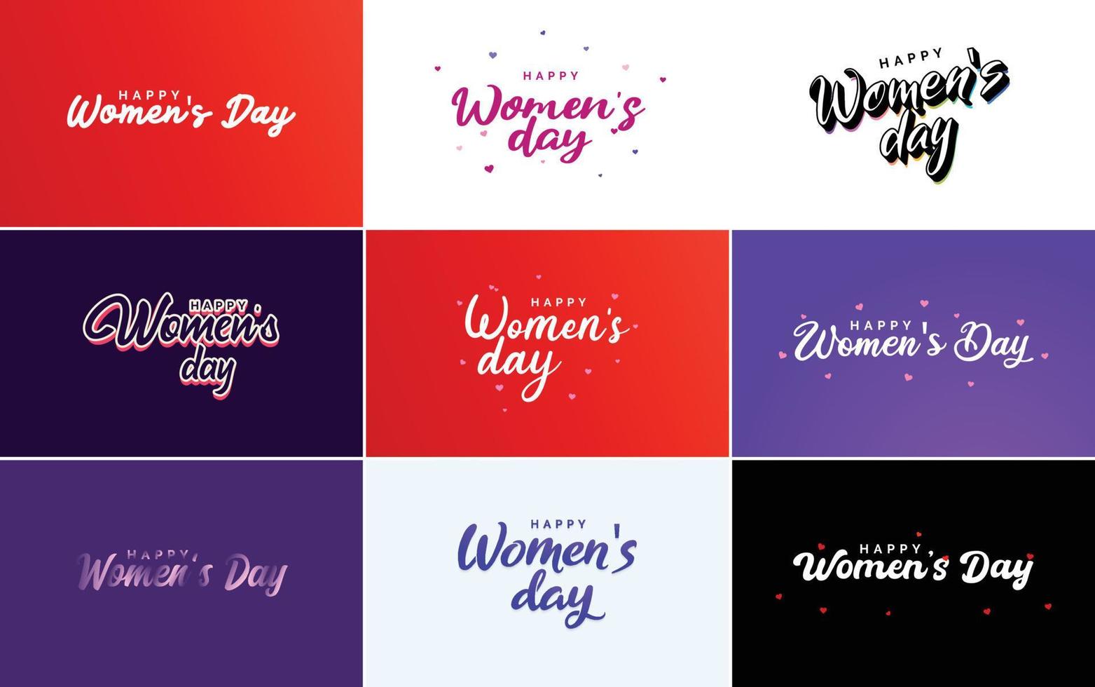 Set of cards with International Women's Day logo and a bright. colorful design vector