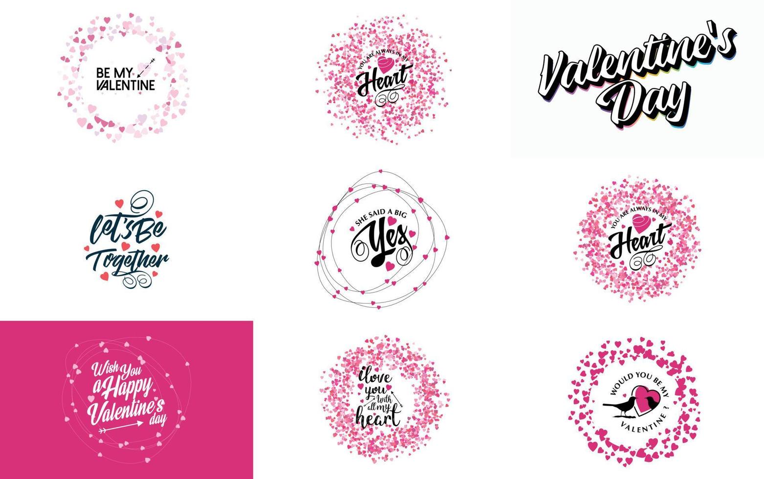 Happy Valentine's Day hand-drawn lettering vector illustration suitable for use in design of flyers. invitations. posters. brochures. and banners