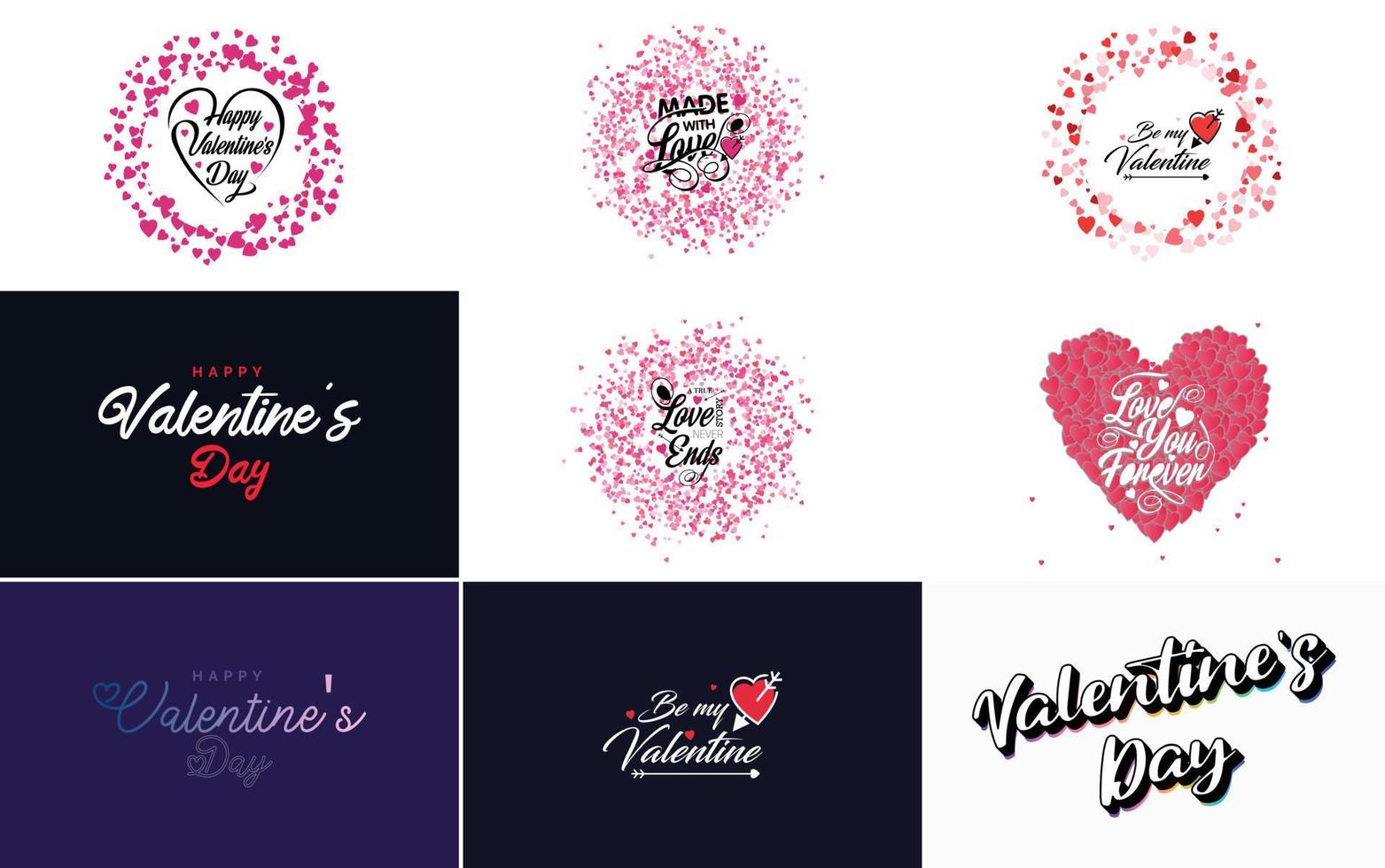 Happy Valentine's Day lettering set vector