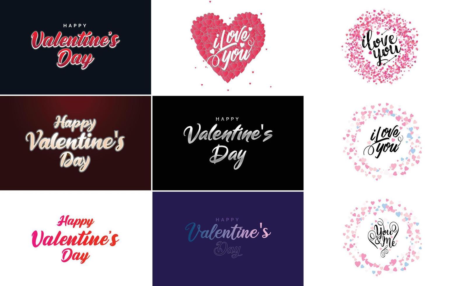 Happy Valentine's Day lettering set vector