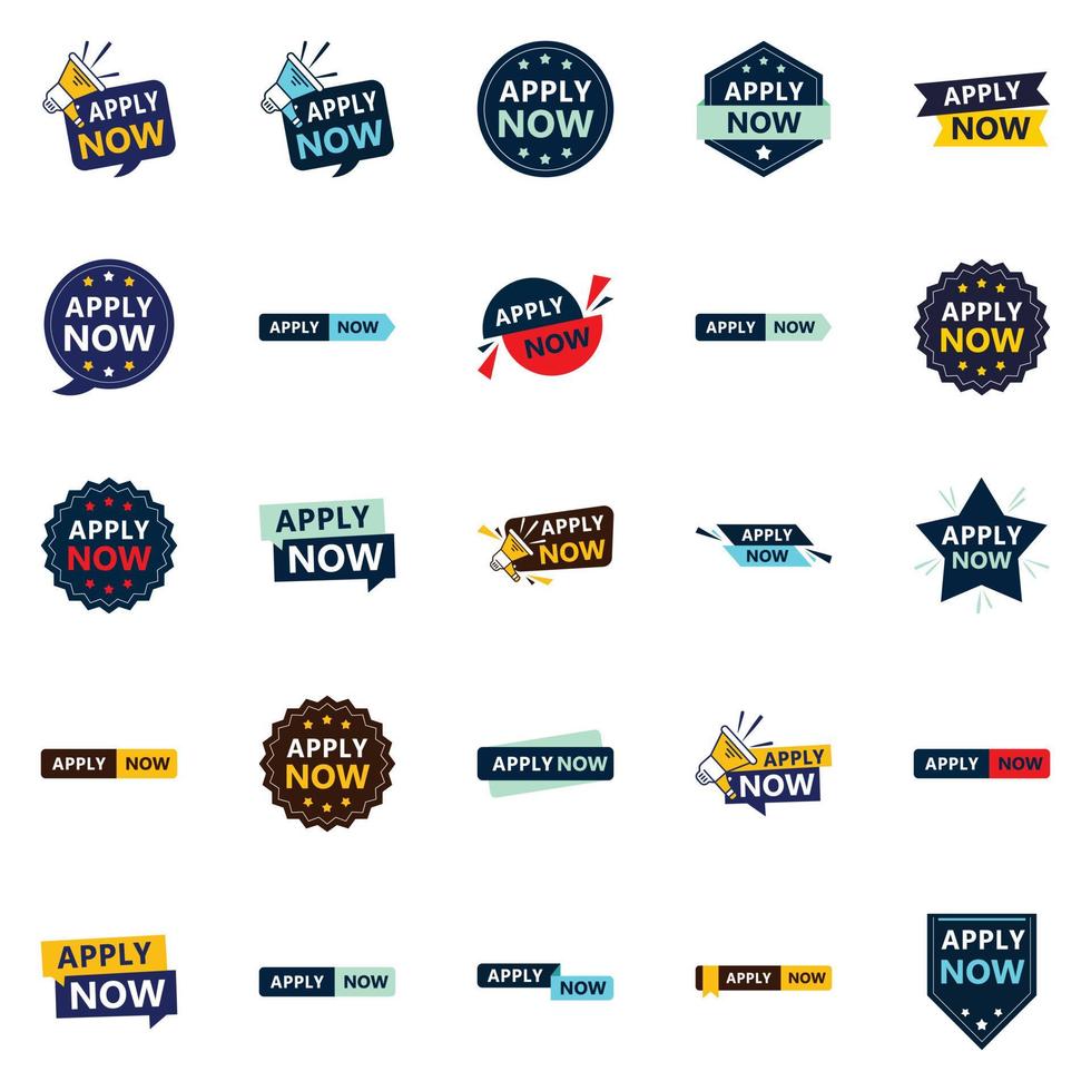 Get More Applications with Our Pack of 25 Apply Now Banners vector