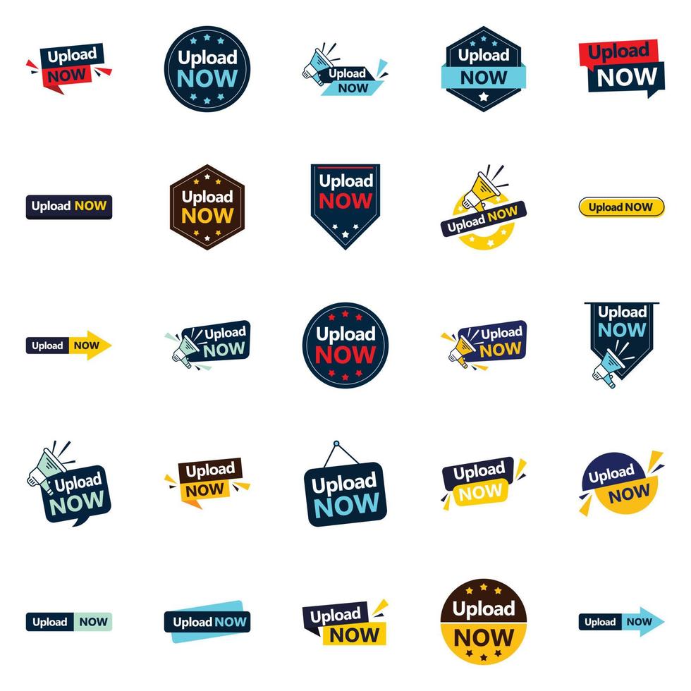 25 Distinctive Vector Designs in the Upload Now Bundle Perfect for Marketing and Advertising Professionals