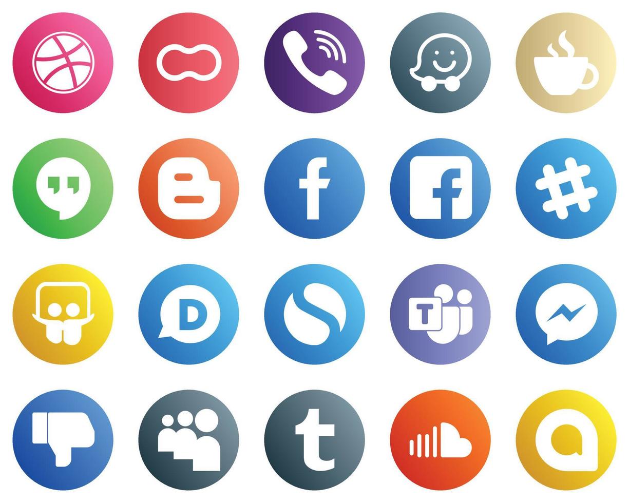 All in One Social Media Icon Set 20 icons such as spotify. fb. caffeine. facebook and blogger icons. High definition and unique vector
