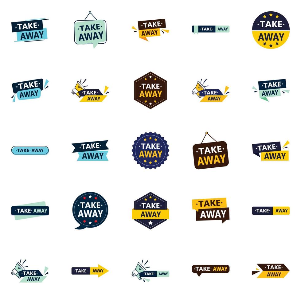 25 Customizable Vector Designs in the Take Away Pack Perfect for food delivery and take away advertising