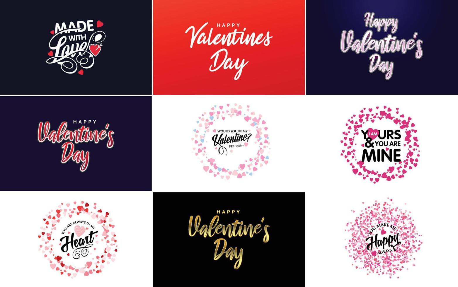 Love word art designs with heart shapes vector