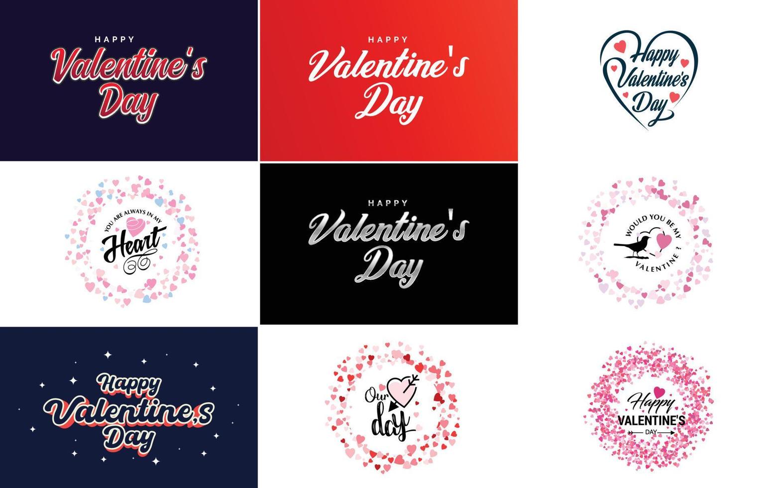 Happy Valentine's Day typography poster with handwritten calligraphy text. isolated on white background vector illustration