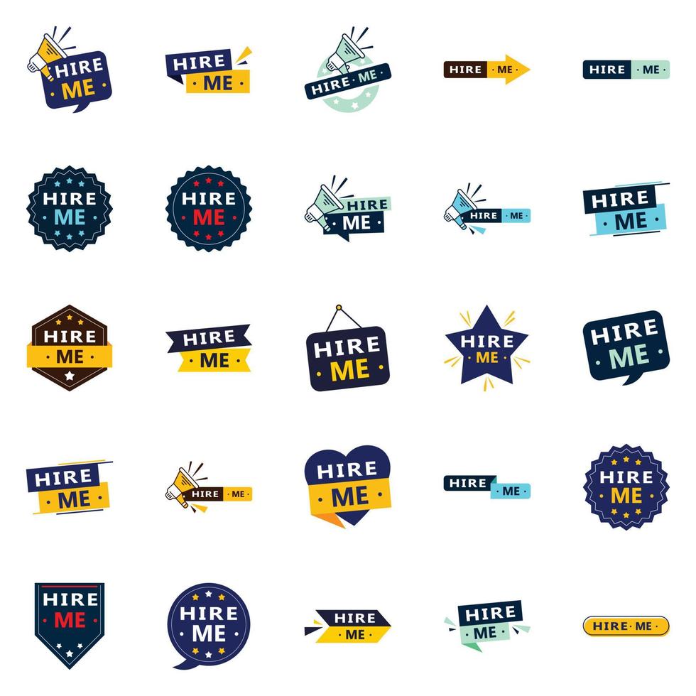 Get Hired Faster with Our Pack of 25 Hire Me Banners vector