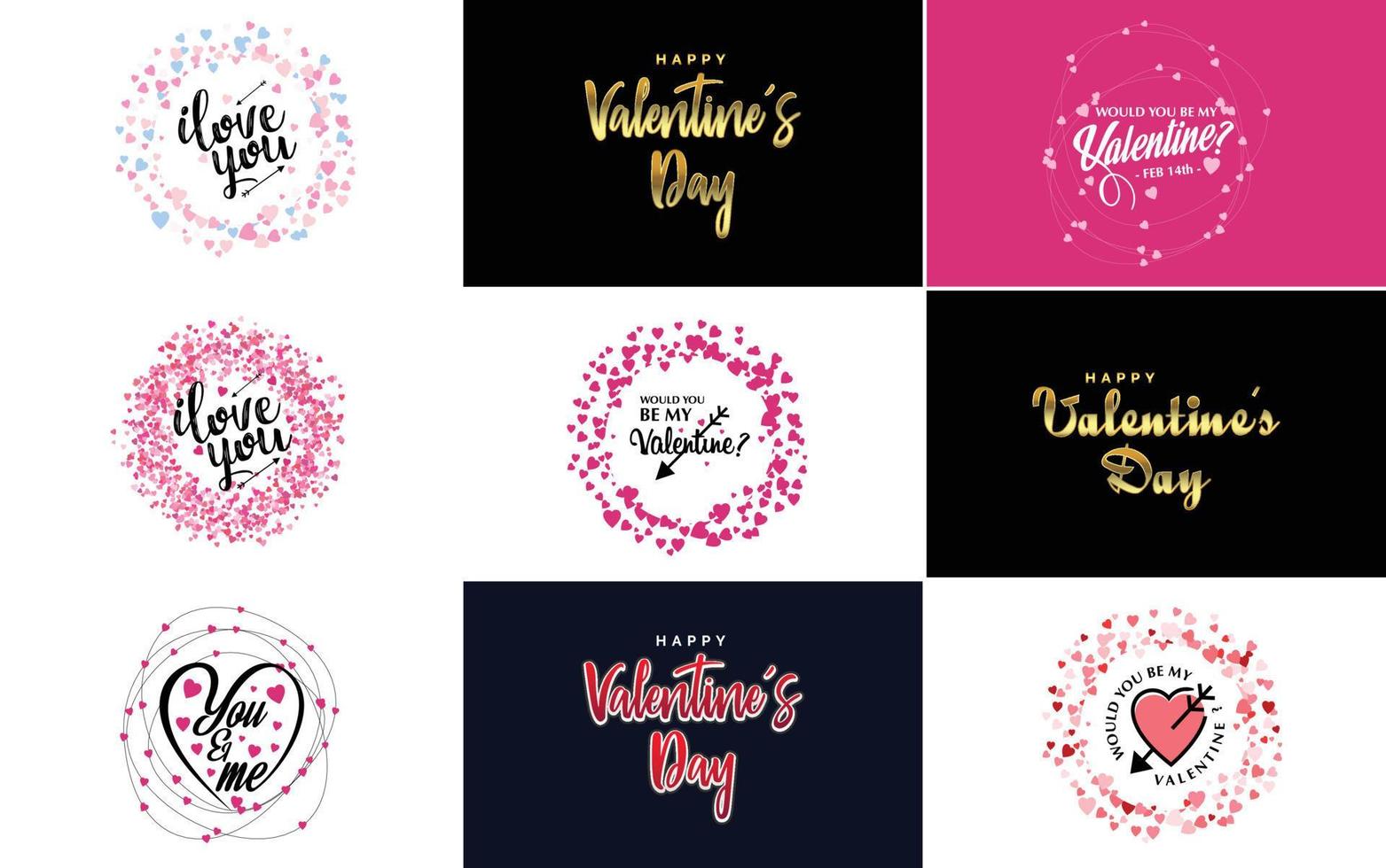 Happy Valentine's Day typography poster with handwritten calligraphy text. isolated on white background vector