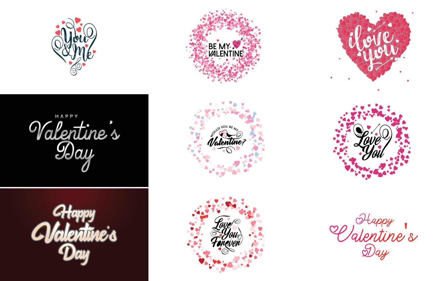Happy Valentine's Day typography poster with handwritten calligraphy text. isolated on white background vector illustration