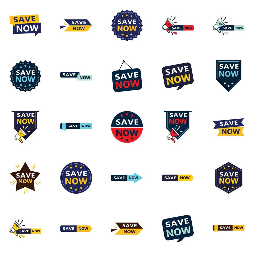 Save Now 25 Fresh Typographic Elements for a lively saving campaign vector