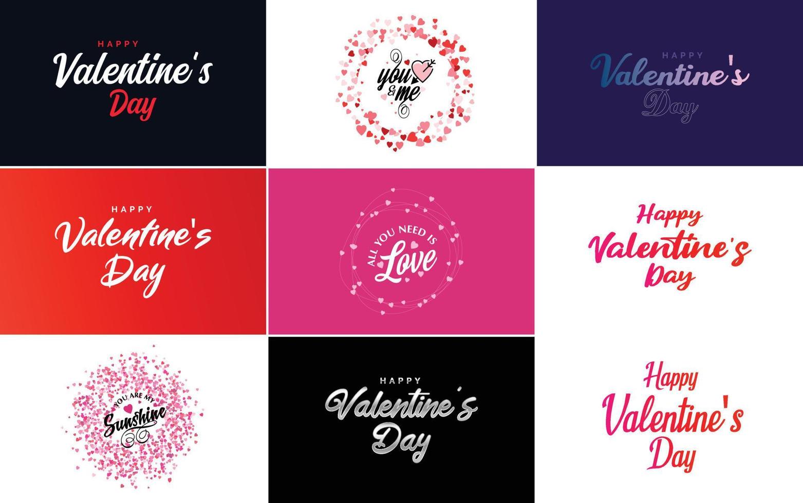 Love word art designs with hearts vector