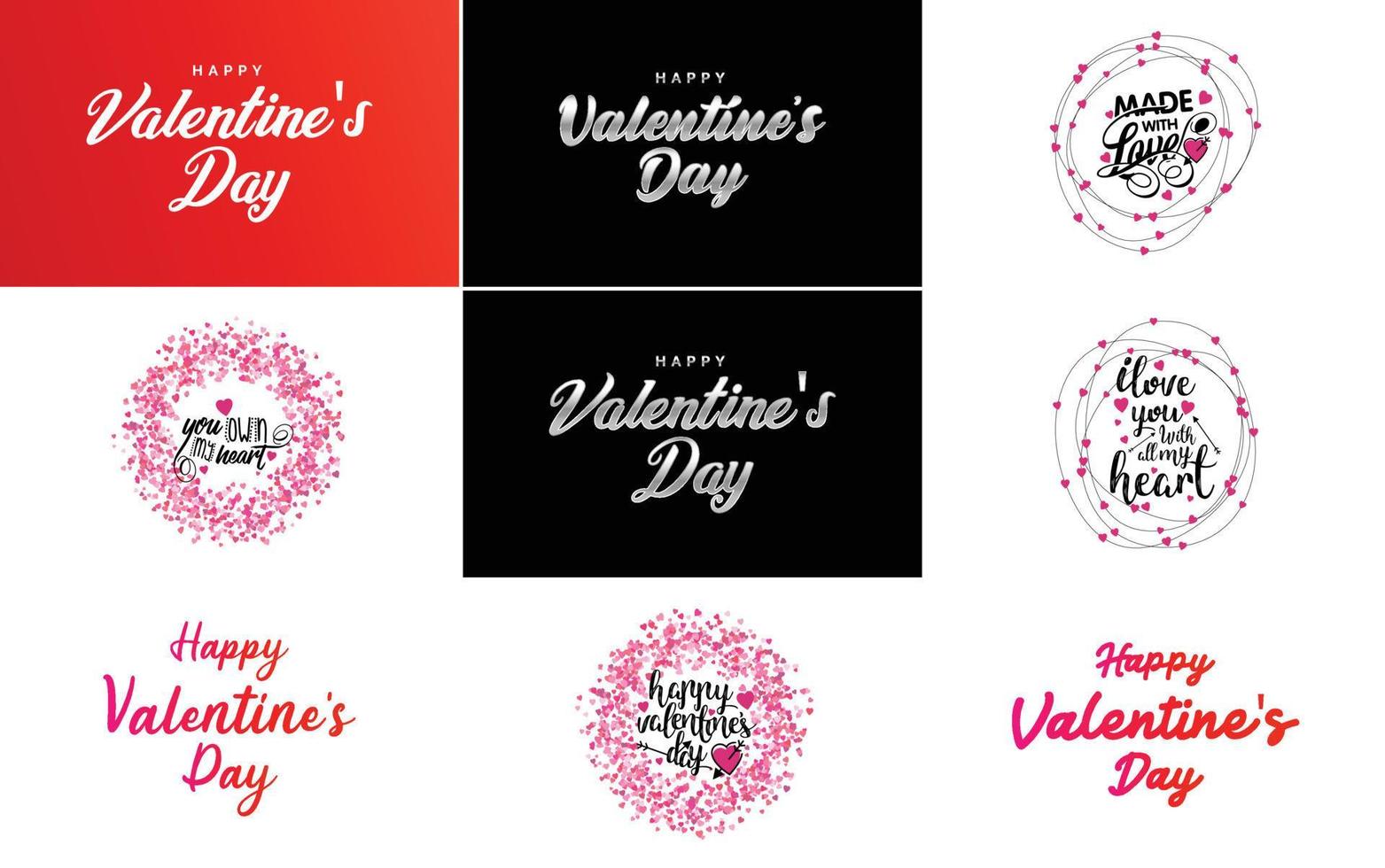 Happy Valentine's Day typography poster with handwritten calligraphy text. isolated on white background vector illustration