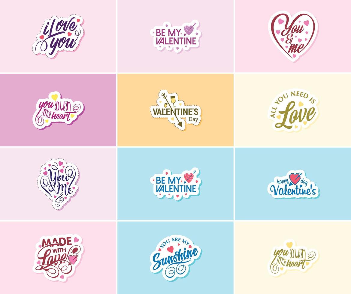 Celebrating the Power of Love on Valentine's Day with Beautiful Design Stickers vector
