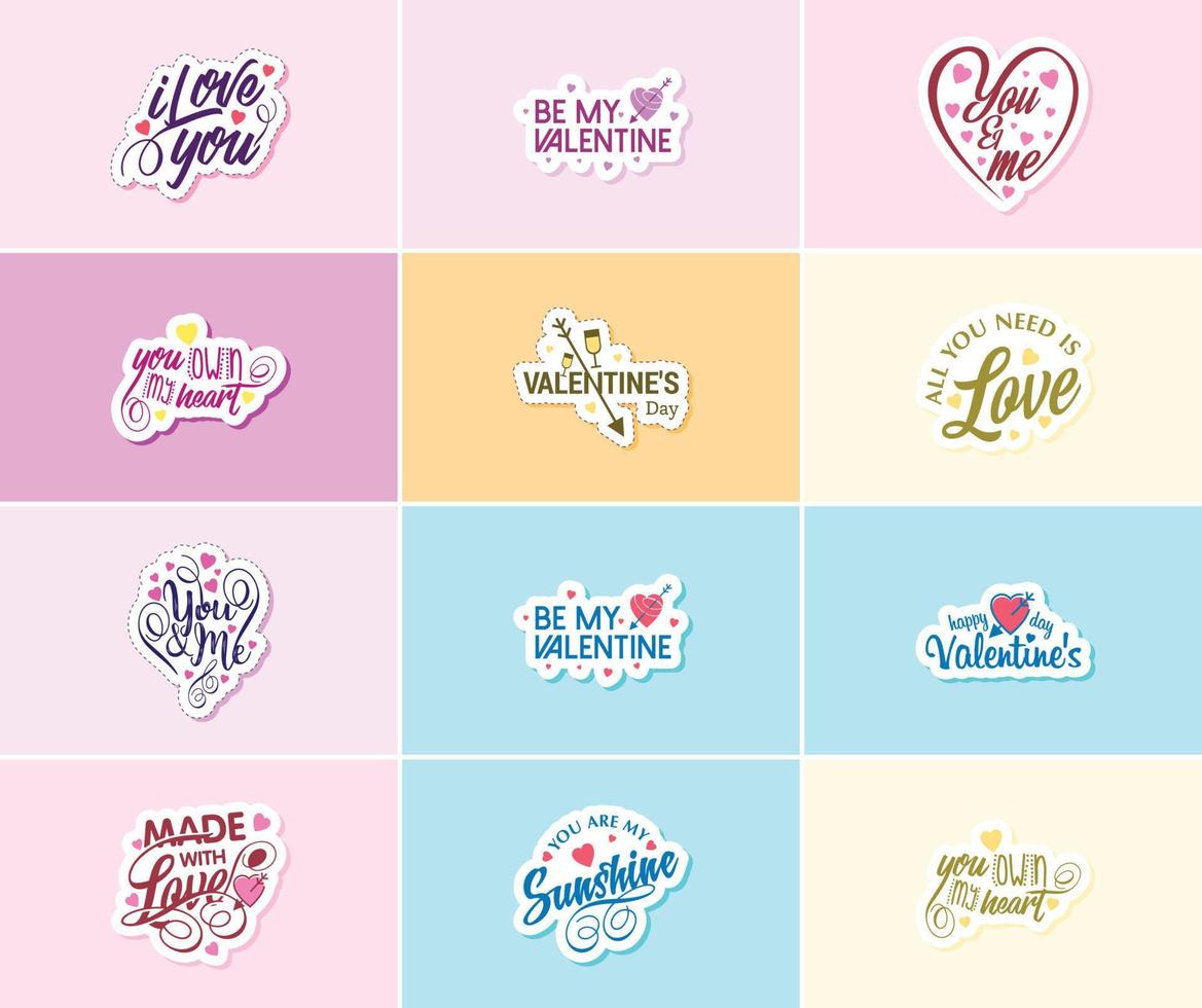 Celebrating the Power of Love on Valentine's Day with Beautiful Design Stickers vector