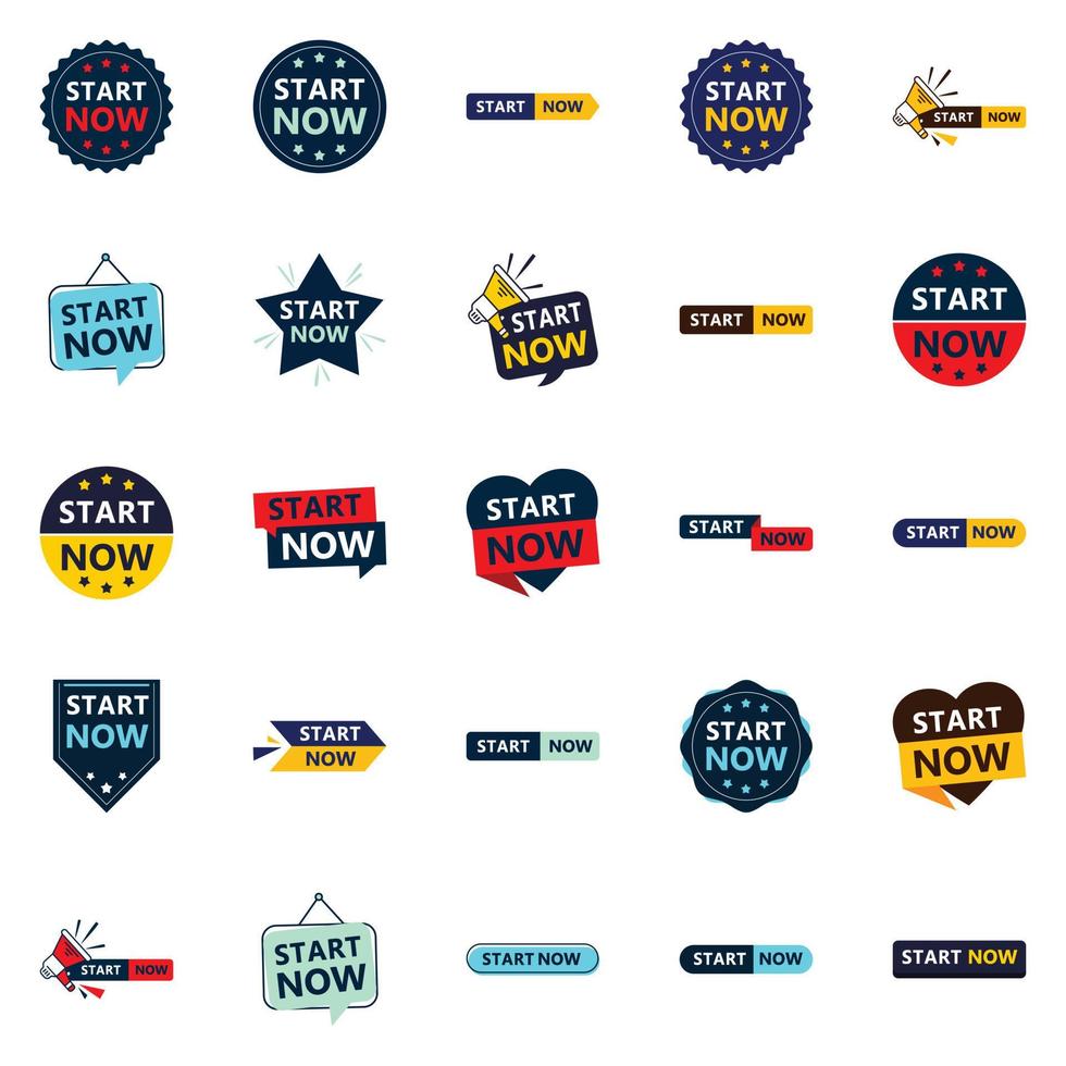 Comience ahora 25 banners tipográficos llamativos para impulsar el compromiso vector
