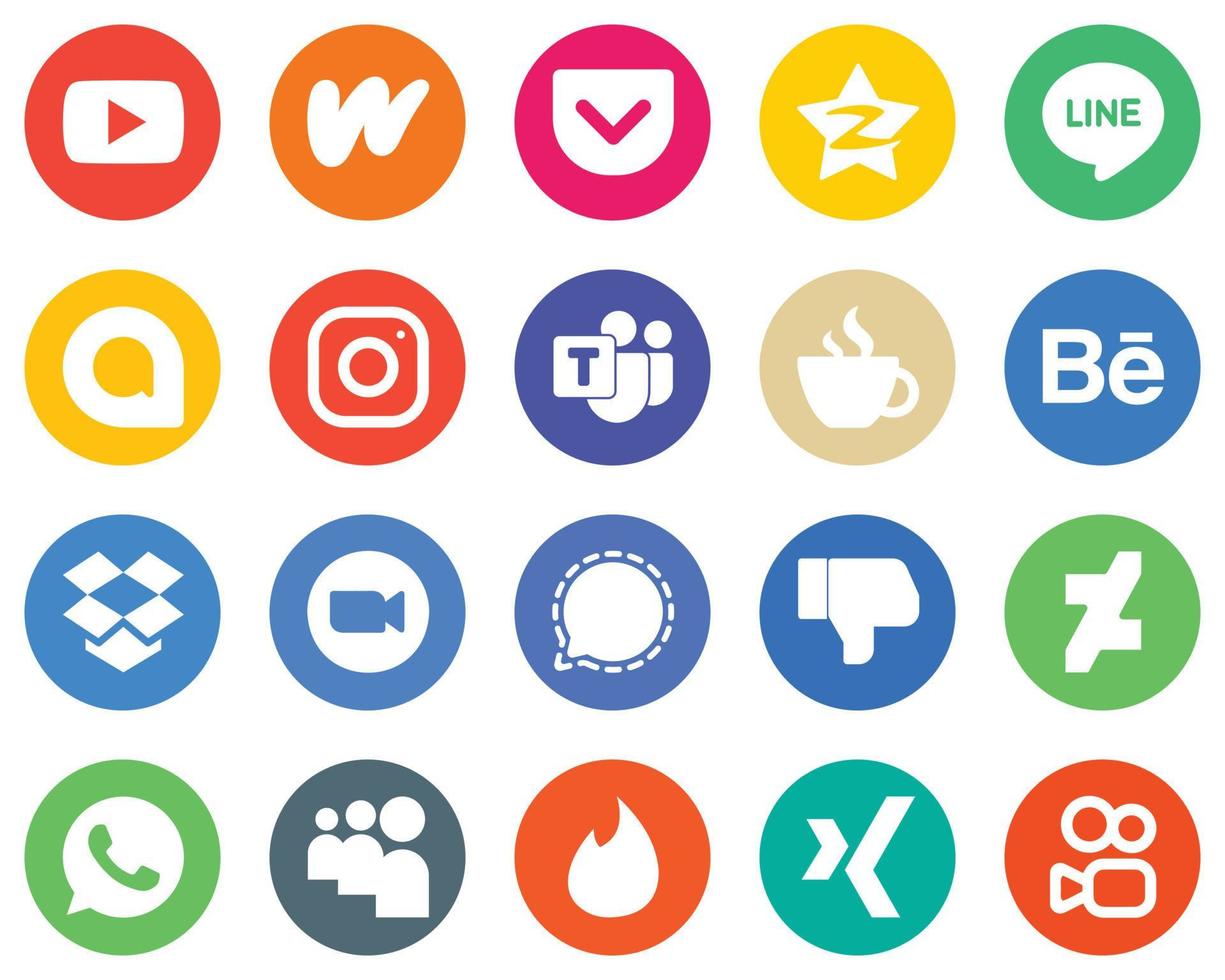 20 Clean White Icons caffeine and line Flat Circle Backgrounds vector