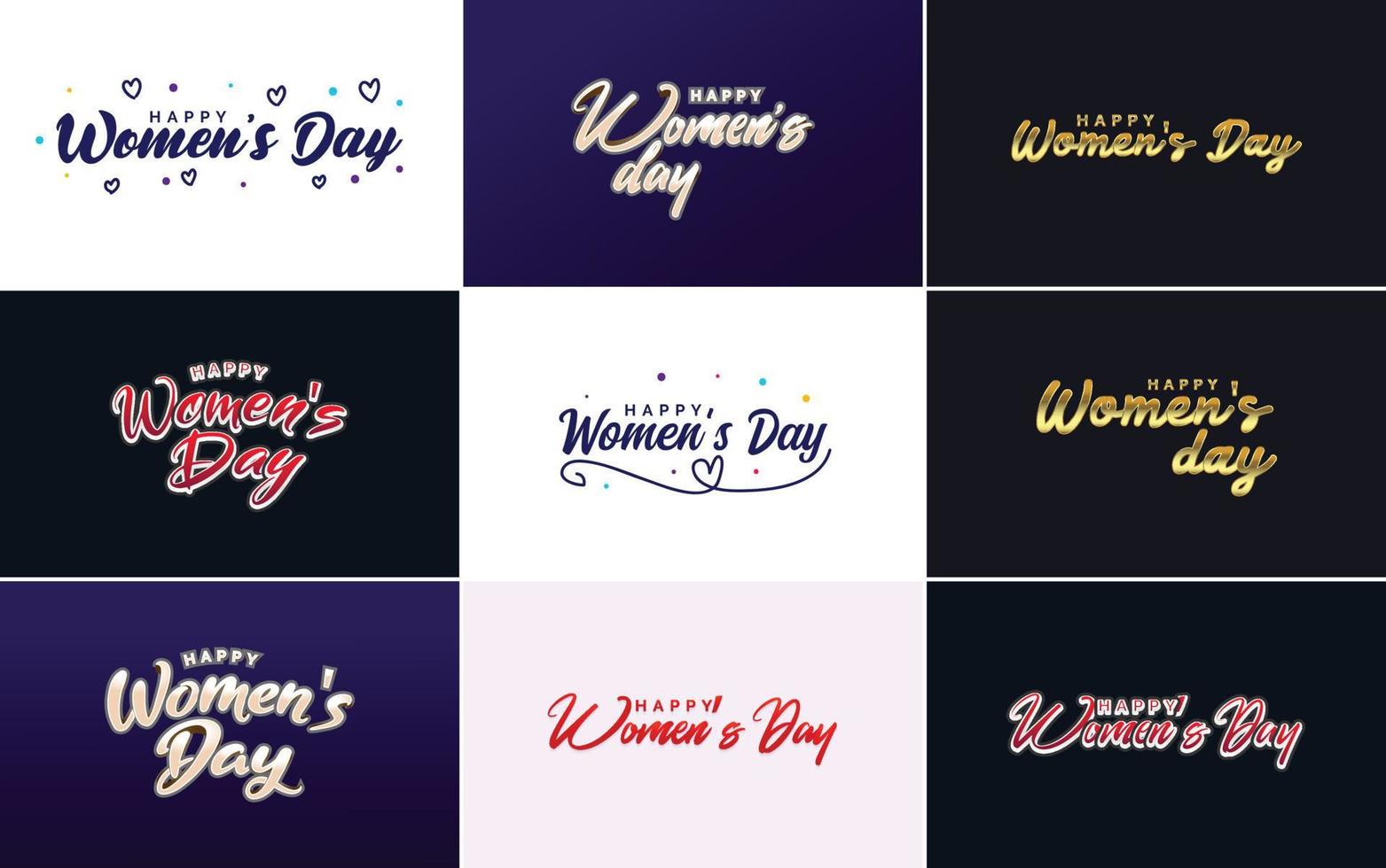 International Women's Day lettering with a love shape. suitable for use in cards. invitations. banners. posters. postcards. stickers. and social media posts vector