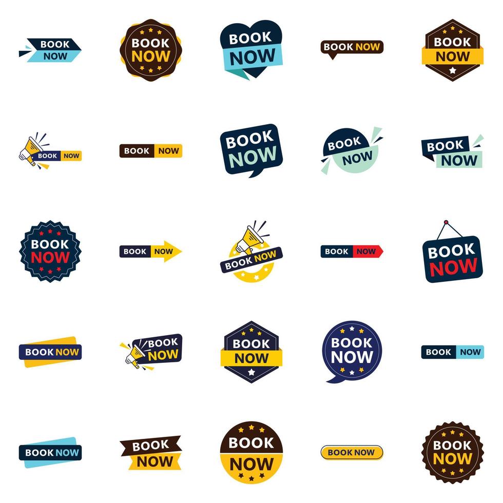 Grab Customers Attention with Our Pack of 25 Book Now Banners vector