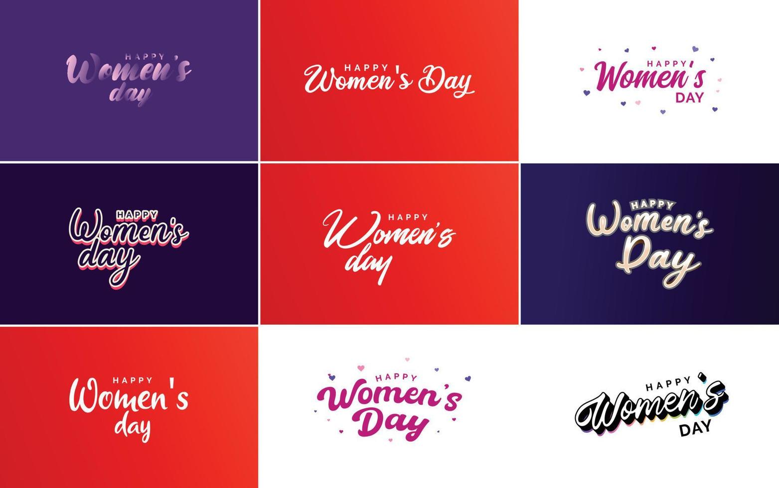 Abstract Happy Women's Day logo with a love vector design in pink. red. and black colors