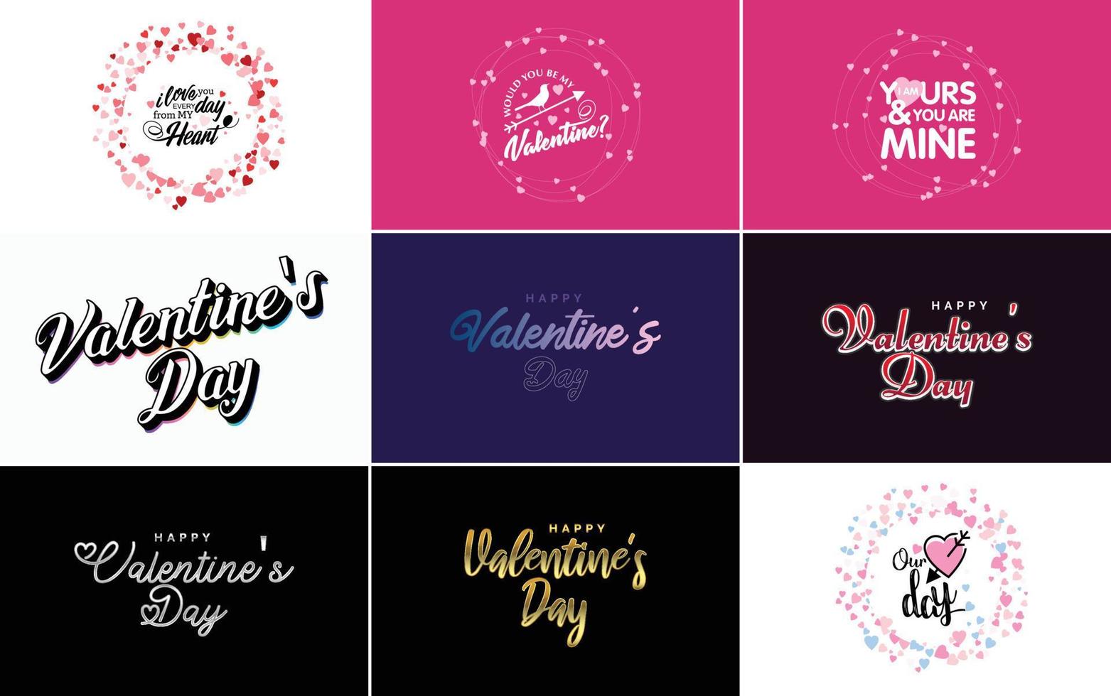Vector illustration of a heart-shaped wreath with Happy Valentine's Day text