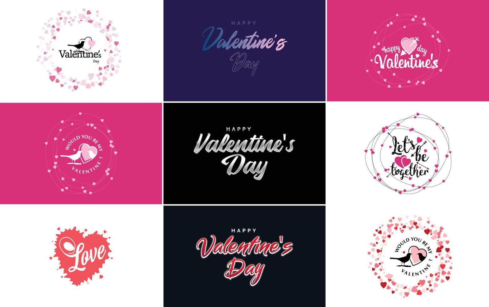 Happy Valentine's Day hand-drawn lettering vector illustration suitable for use in design of flyers. invitations. posters. brochures. and banners