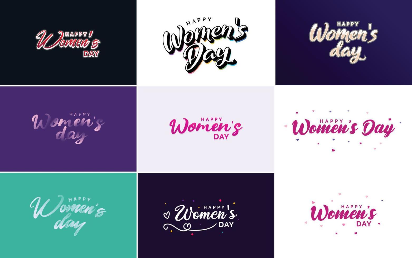 Abstract Happy Women's Day logo with a love vector design in pink. red. and black colors