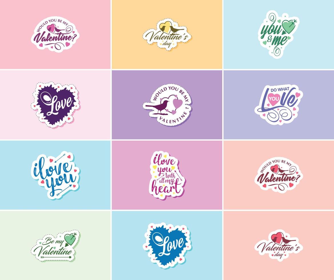 Heartwarming Valentine's Day Typography and Graphic Design Stickers vector