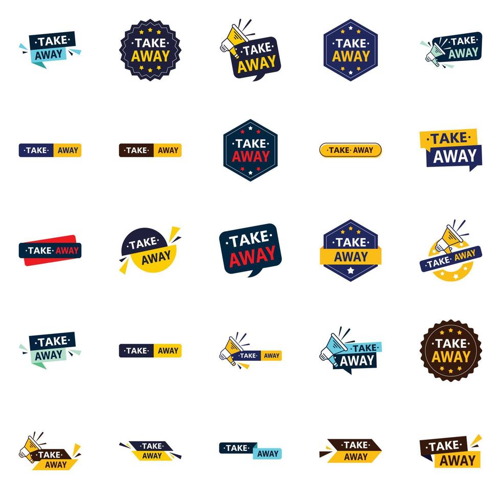 25 Professional Vector Designs in the Take Away Bundle Perfect for Food Advertising and Branding