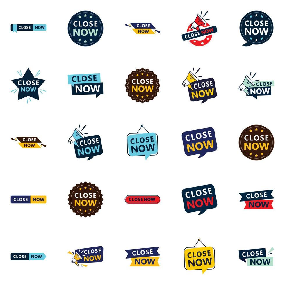 Close Now Text Banners Pack of 25 vector