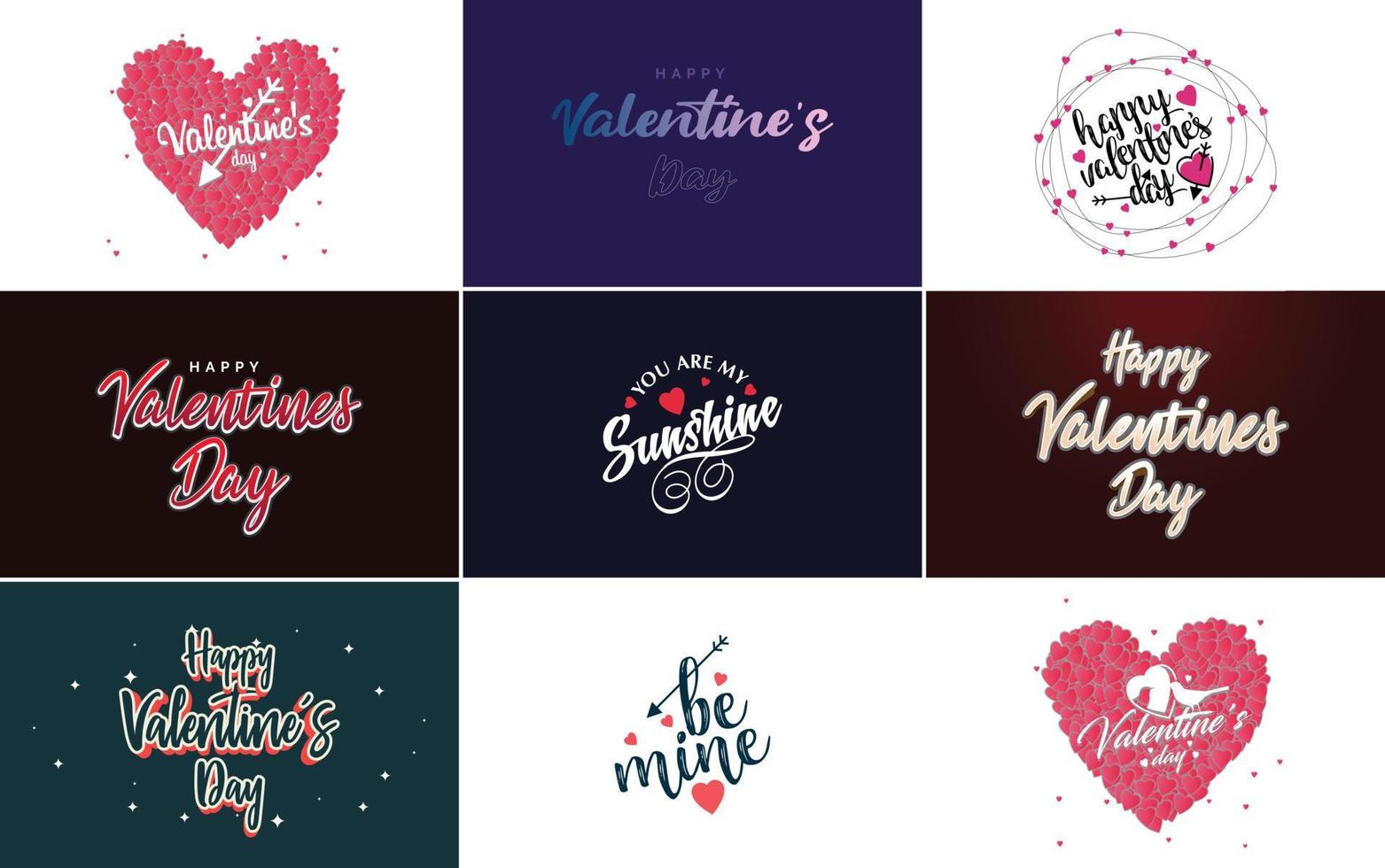 Happy Valentine's Day greeting card template with a romantic theme and a red color scheme vector